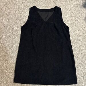 Cute Black Corduroy Sleeveless Dress